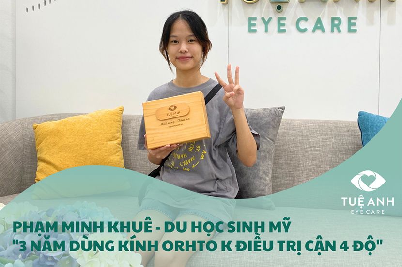 DU HỌC SINH MỸ 3 NĂM DÙNG ORTHO K TRỊ CẬN 4 ĐỘ TẠI TUỆ ANH