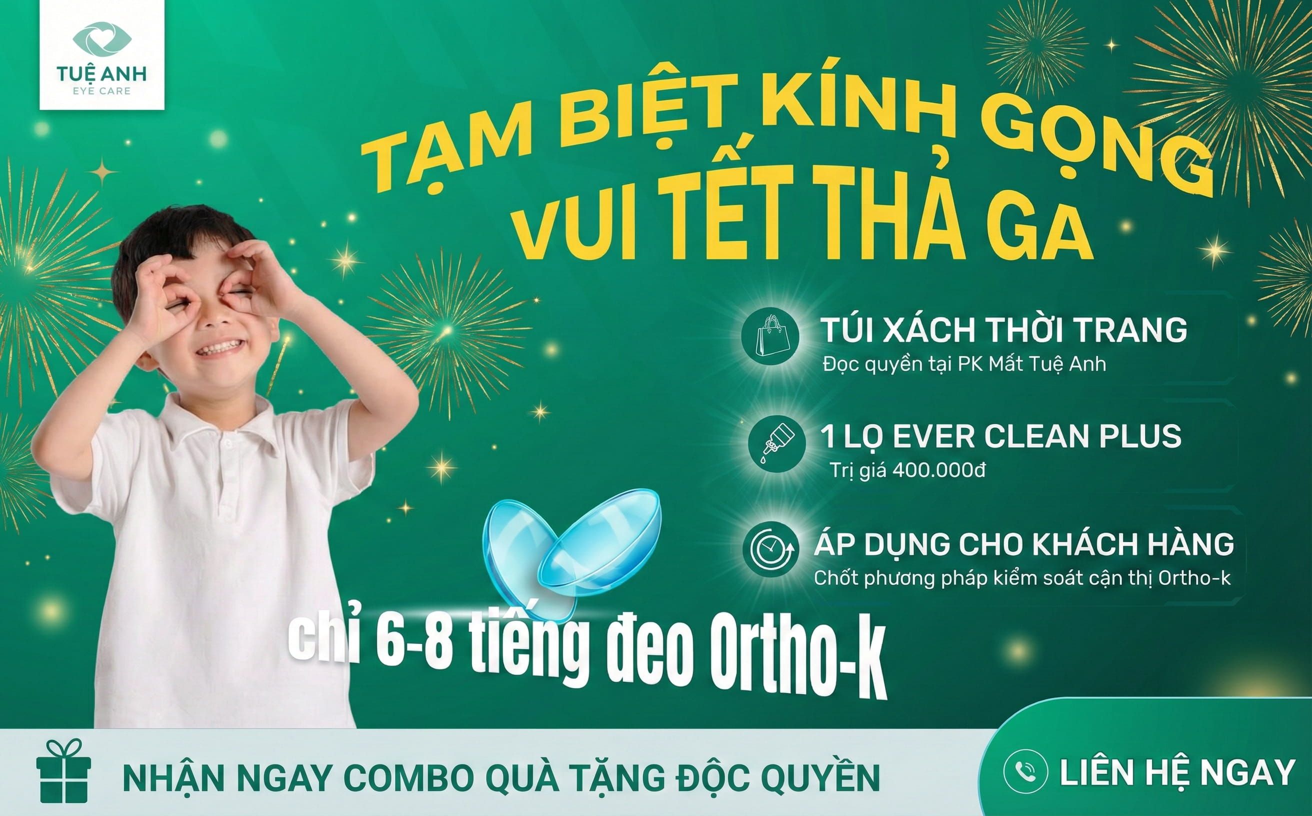 Tạm biệt kính gọng - Vui tết thả ga với giải pháp Ortho-K tại Phòng khám Mắt Tuệ Anh 