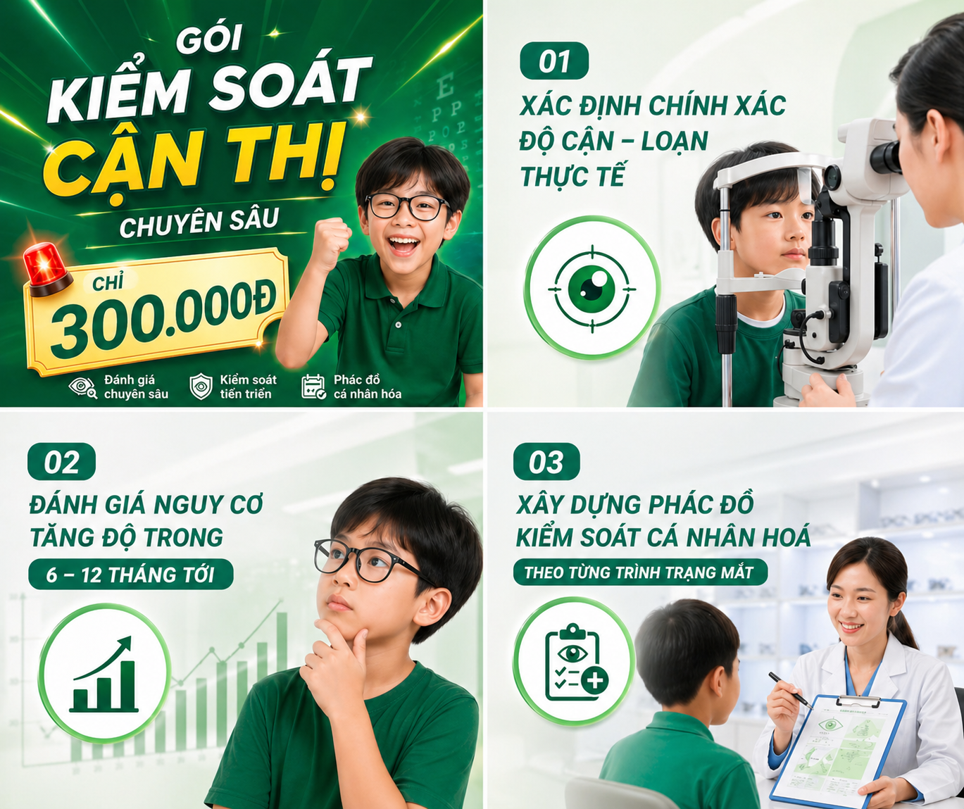 Ưu đãi gói kiểm soát cận thị chỉ 300K - Giải pháp toàn diện chặn đứng đà tăng độ ở trẻ
