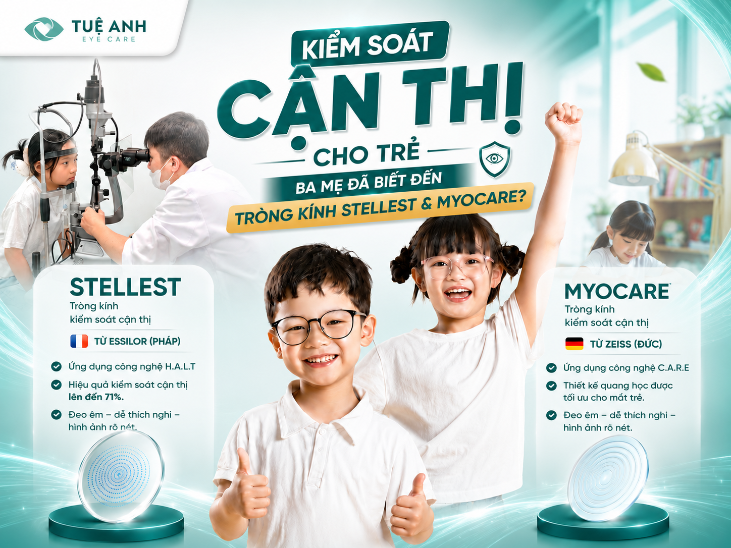 MyoCare & Stellest - Tròng kính thông minh giúp trẻ kiểm soát cận thị hiệu quả