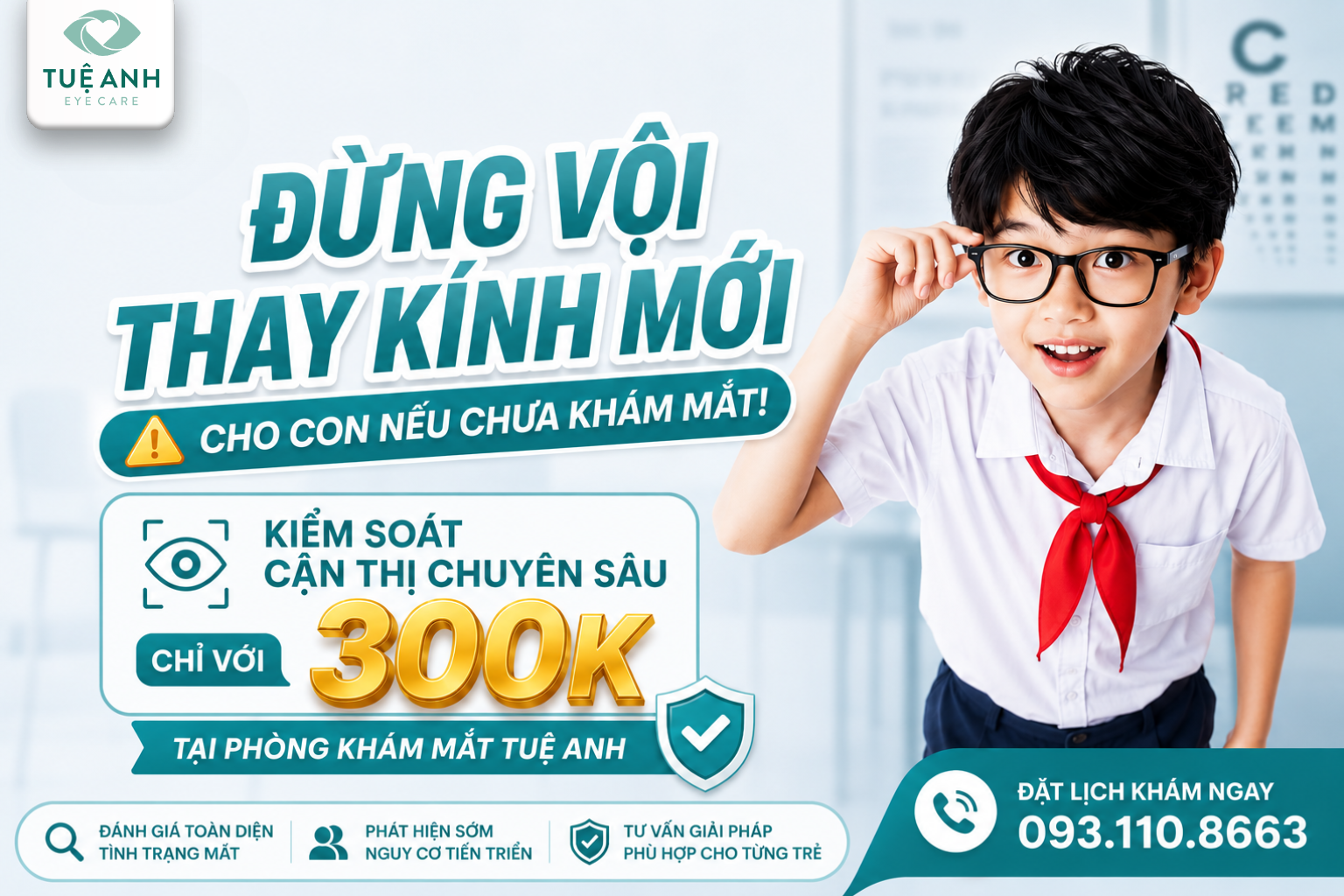 Đừng vội thay kính mới cho con nếu chưa khám mắt | Mắt Tuệ Anh