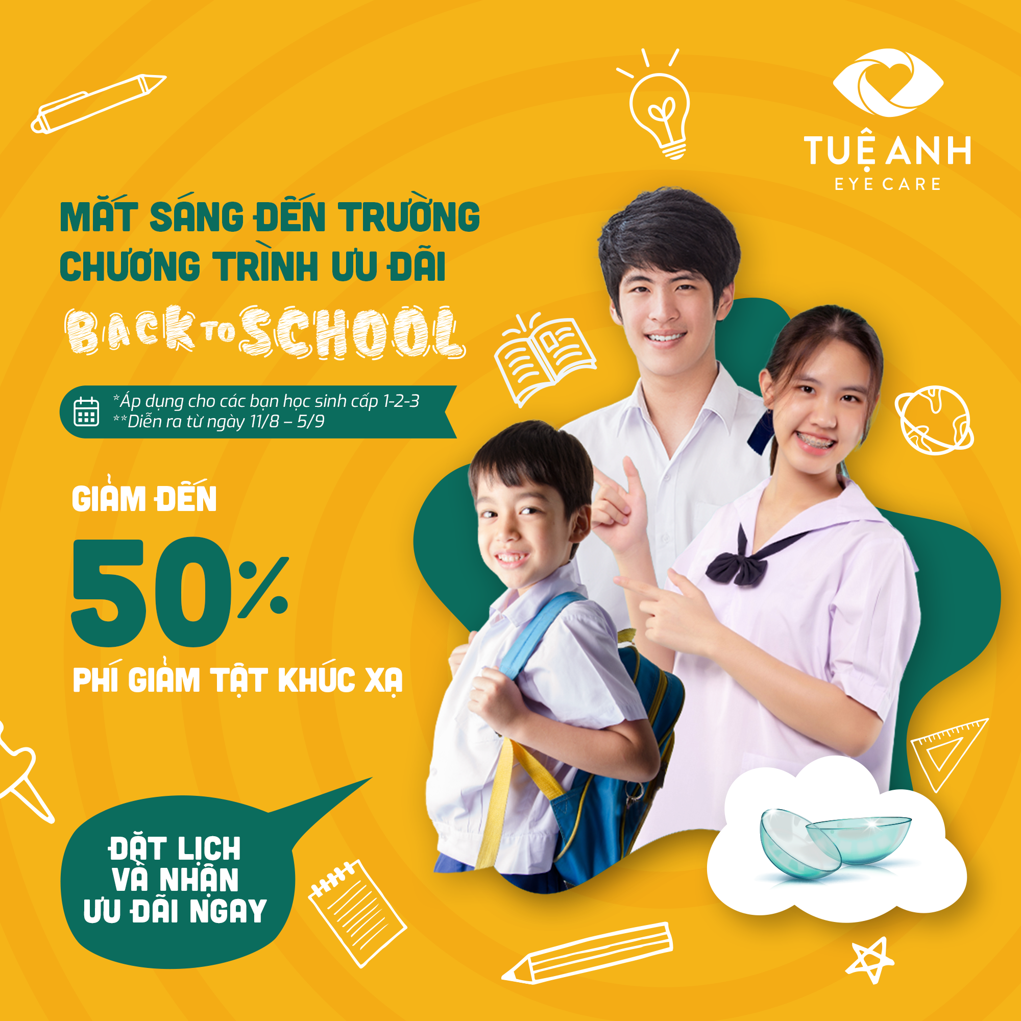 BACK TO SCHOOL - GIẢM 50% PHÍ KHÁM TỔNG QUÁT TẬT KHÚC XẠ